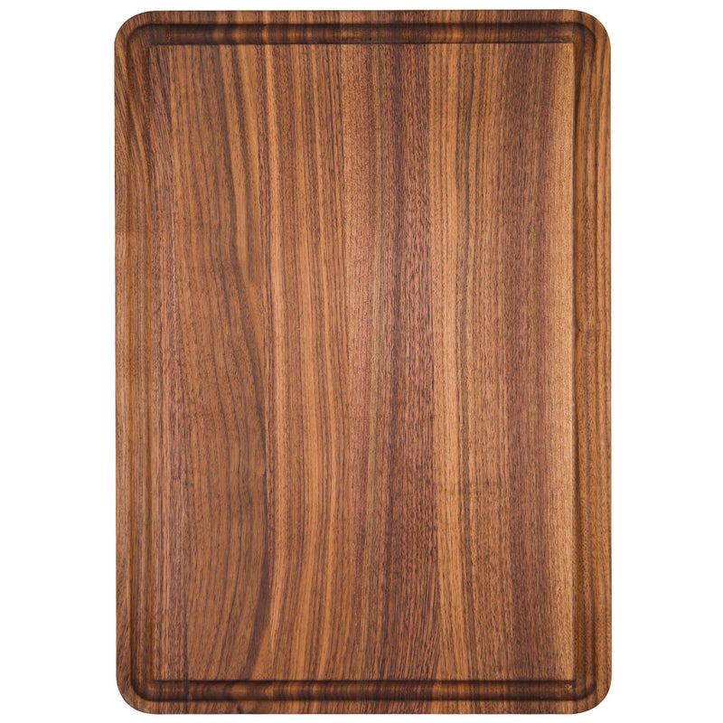 AZRHOM Walnut Wood Cutting Board, 12x8in Small Wooden Chopping Boards with Deep Juice Groove and Side Handle, Thick Butcher Block for Kitchen Meat Cheese Gift for Wife Mom Gift Box - Image 1